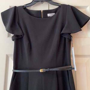 Stunning wide leg belted jumpsuit with gold zipper